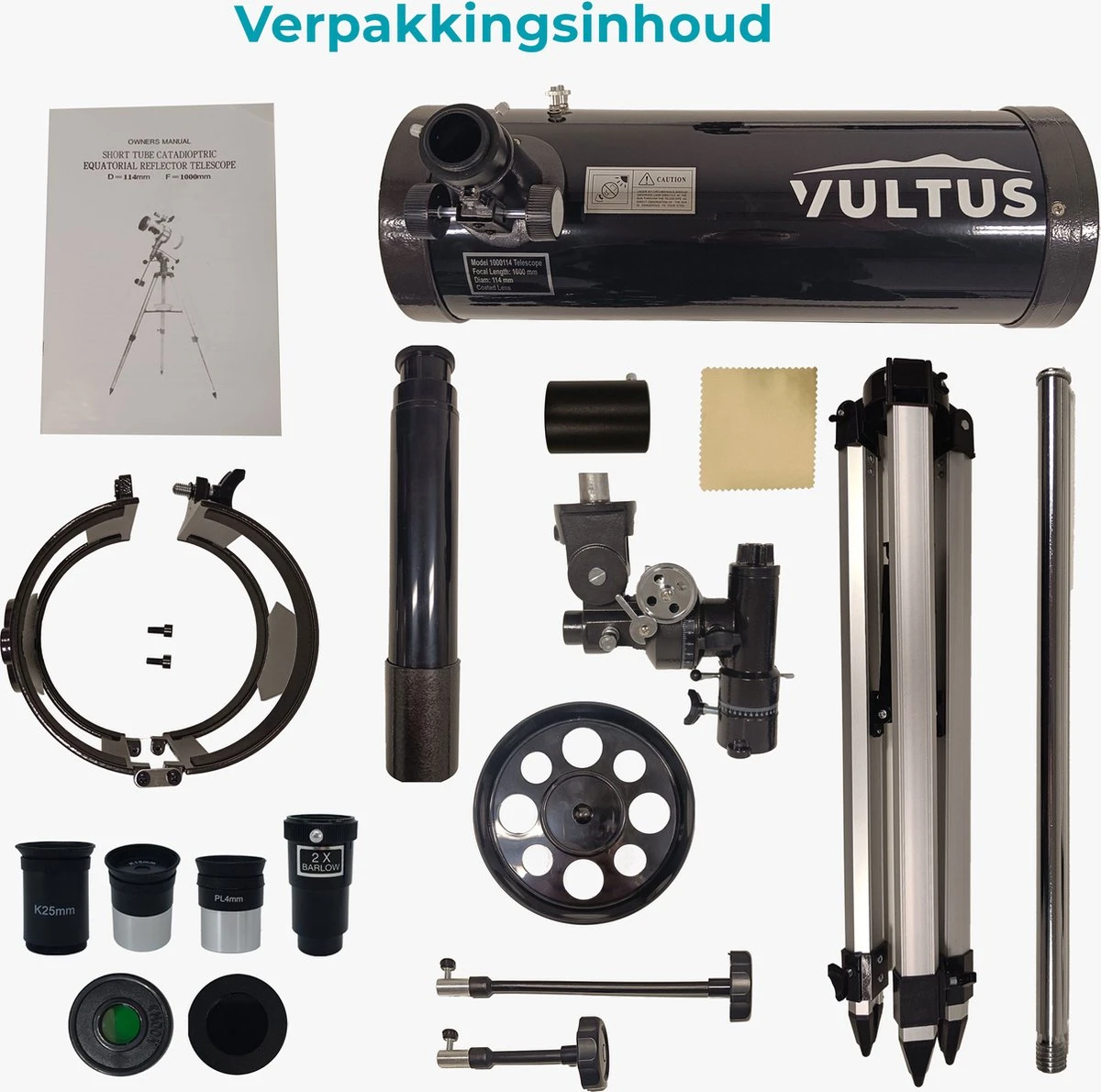 Vultus Telescoop - 500x Vergroting - Sterrenkijker Volwassenen / Gevorderden - Inclusief Statief En Maanfilter - Vultus - 1000114EQ 11 Vultus Telescoop - 500x Vergroting - Sterrenkijker Volwassenen / Gevorderden - Inclusief Statief En Maanfilter - Vultus - 1000114EQ - Afbeelding 9