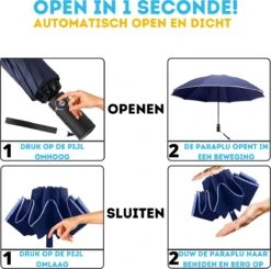 Stormparaplu - Paraplu - Opvouwbaar - Reflecterend - Automatisch Omgekeerd Uitklapsysteem - Windbestendig Tot 140 Km/h - Incl. Luxe Beschermhoes 18 Stormparaplu - Paraplu - Opvouwbaar - Reflecterend - Automatisch Omgekeerd Uitklapsysteem - Windbestendig Tot 140 Km/h - Incl. Luxe Beschermhoes -Bol 1200x1191 17