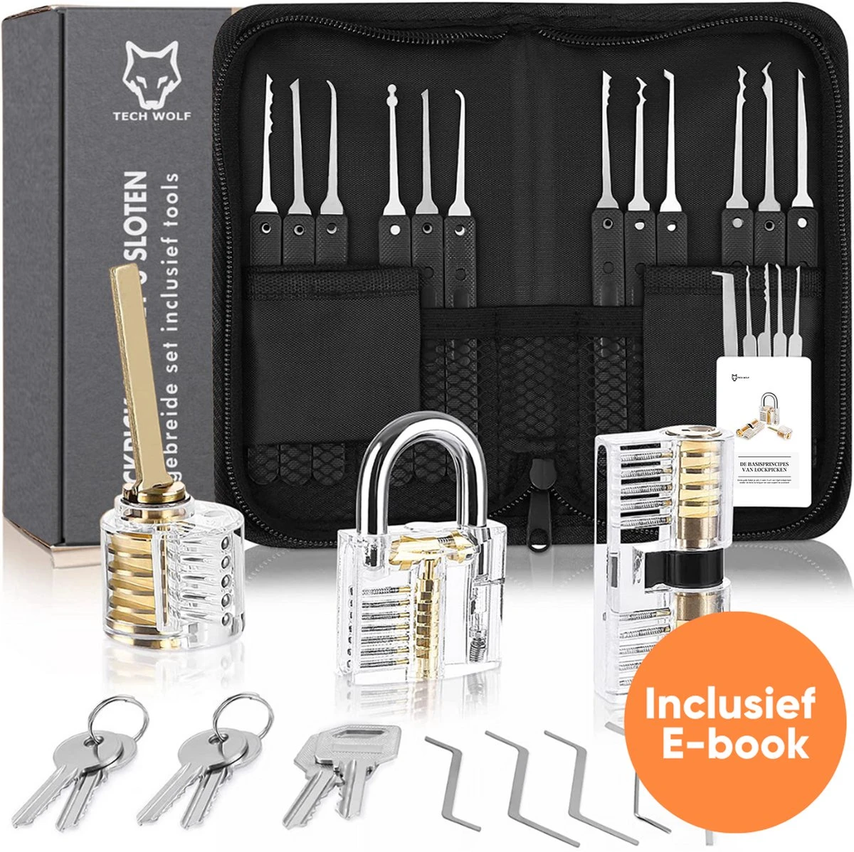 Uitgebreide Lockpick Set Met 3 Sloten - Lockpicking - Lock Pick Gereedschap Tools - Lockpicken Voor Beginners En Professionals - 2021 Versie- Inclusief E-Book 3 Uitgebreide Lockpick Set Met 3 Sloten - Lockpicking - Lock Pick Gereedschap Tools - Lockpicken Voor Beginners En Professionals - 2021 Versie- Inclusief E-Book