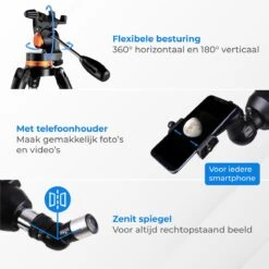 Nuvance - Telescoop - 375x Vergroting - Sterrenkijker Volwassenen / Kinderen - Inclusief Statief En Draagtas - Astronomie En Sterrenkunde - Nachtkijker -Bol 1200x1199 3