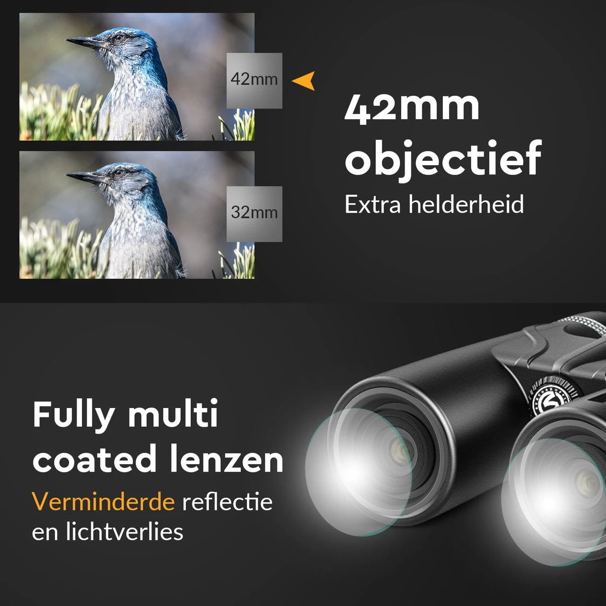 Volcan Verrekijker 10x42 - Voor Volwassene - HD - Spatwaterdicht - Met Lensdoppen, Draagtas En Nekkoord - Zwart 4 Volcan Verrekijker 10x42 - Voor Volwassene - HD - Spatwaterdicht - Met Lensdoppen, Draagtas En Nekkoord - Zwart - Afbeelding 2