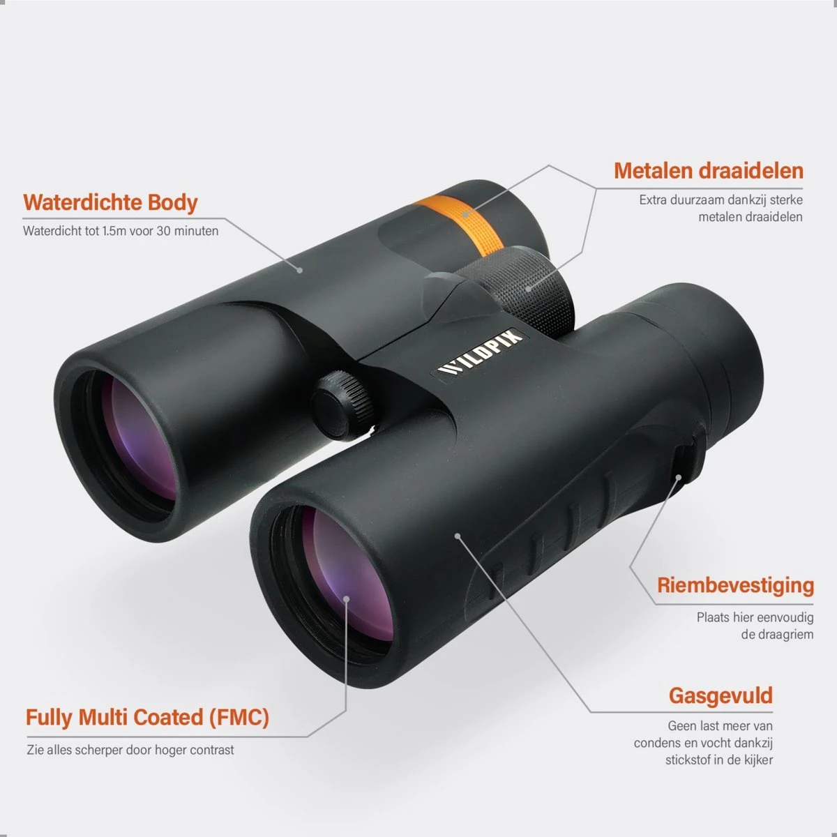 Waterdichte Verrekijker Wildpix XD 10x42 - Compact En Gas Gevuld Voor Volwassenen - Vogelen , Wildlife En Outdoor - Zwart 5 Waterdichte Verrekijker Wildpix XD 10x42 - Compact En Gas Gevuld Voor Volwassenen - Vogelen , Wildlife En Outdoor - Zwart - Afbeelding 3