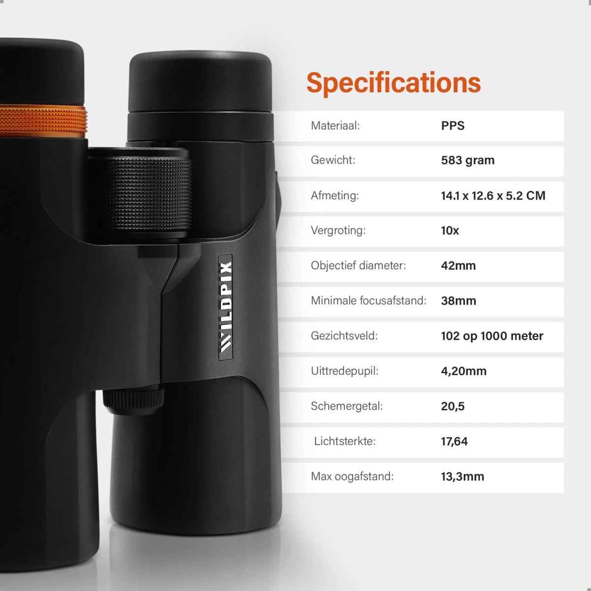 Waterdichte Verrekijker Wildpix XD 10x42 - Compact En Gas Gevuld Voor Volwassenen - Vogelen , Wildlife En Outdoor - Zwart 14 Waterdichte Verrekijker Wildpix XD 10x42 - Compact En Gas Gevuld Voor Volwassenen - Vogelen , Wildlife En Outdoor - Zwart - Afbeelding 12