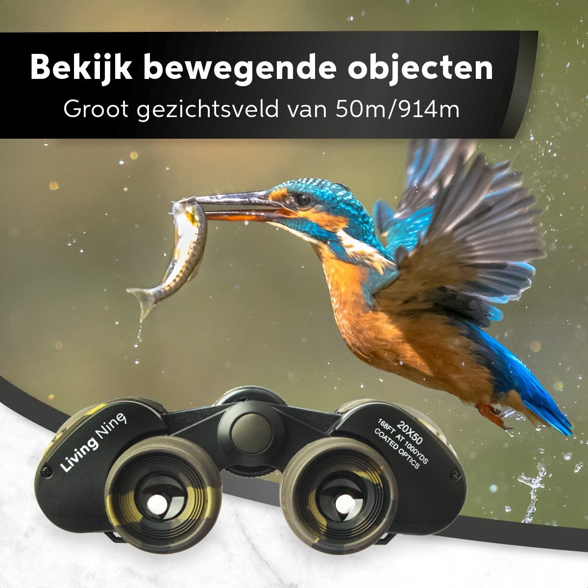 Living Nine Verrekijker - 20x50 - Met Draagkoord & Opbergtas - Multi-Coated - Waterdicht - BaK4-Prisma - Voor Volwassene En Kinderen 8 Living Nine Verrekijker - 20x50 - Met Draagkoord & Opbergtas - Multi-Coated - Waterdicht - BaK4-Prisma - Voor Volwassene En Kinderen - Afbeelding 6