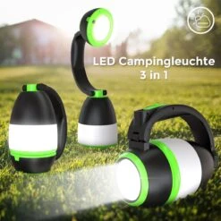 B.K.Licht - LED Kampeerlamp - Zaklamp - 3 In 1 Zaklantaarn Voor Kinderen - Tafellamp - Tentlamp - Opvouwbaar - Zwart Groen - 140 Lumen - IP20 -Bol 1200x1200 1215