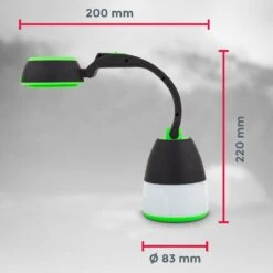 B.K.Licht - LED Kampeerlamp - Zaklamp - 3 In 1 Zaklantaarn Voor Kinderen - Tafellamp - Tentlamp - Opvouwbaar - Zwart Groen - 140 Lumen - IP20 -Bol 1200x1200 1218