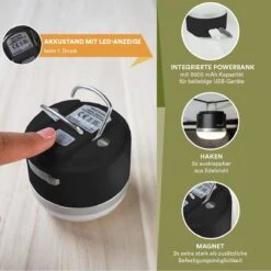 Skandika Campinglamp Tarfala – Tentlampen – Campinglampen – Kampeerlamp – Tentlamp Oplaadbaar, Traploos Dimbaar, Ophanghaak, USB Aansluiting – 3600 MAh Powerbank – Warm Wit, Koel Wit, 110 H Batterij – Tentlamp Buiten – Energieklasse A ++ - Zwart 12 Skandika Campinglamp Tarfala – Tentlampen – Campinglampen – Kampeerlamp – Tentlamp Oplaadbaar, Traploos Dimbaar, Ophanghaak, USB Aansluiting – 3600 MAh Powerbank – Warm Wit, Koel Wit, 110 H Batterij – Tentlamp Buiten – Energieklasse A ++ - Zwart -Bol 1200x1200 1242