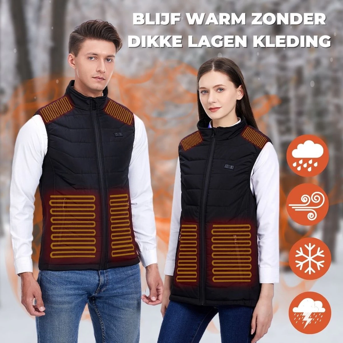 Basila® Elektrische Bodywarmer Met Powerbank - S/M - 11 Heating Zones - Tot 65°C - Thermo Kleding - Heated Vest - Elektrische Kleding - Thermo Vest - Verwarmde Vest - Verwarmde Bodywarmer 4 Basila® Elektrische Bodywarmer Met Powerbank - S/M - 11 Heating Zones - Tot 65°C - Thermo Kleding - Heated Vest - Elektrische Kleding - Thermo Vest - Verwarmde Vest - Verwarmde Bodywarmer - Afbeelding 2