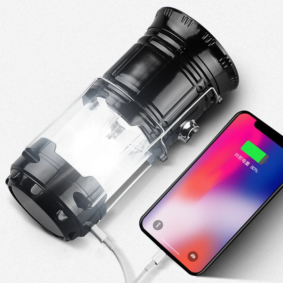 Merkloos Xtraworks - Multifunctionele Solar LED Campinglamp Met Handvatten - IPX 45 Waarde, USB-lader En Powerbank - Mat Zwart 10 Merkloos Xtraworks - Multifunctionele Solar LED Campinglamp Met Handvatten - IPX 45 Waarde, USB-lader En Powerbank - Mat Zwart - Afbeelding 8