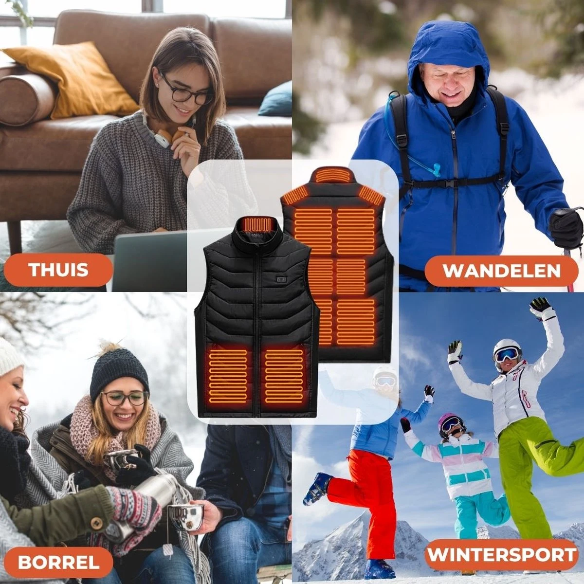 Basila® Elektrische Bodywarmer Met Powerbank - S/M - 11 Heating Zones - Tot 65°C - Thermo Kleding - Heated Vest - Elektrische Kleding - Thermo Vest - Verwarmde Vest - Verwarmde Bodywarmer 9 Basila® Elektrische Bodywarmer Met Powerbank - S/M - 11 Heating Zones - Tot 65°C - Thermo Kleding - Heated Vest - Elektrische Kleding - Thermo Vest - Verwarmde Vest - Verwarmde Bodywarmer - Afbeelding 7
