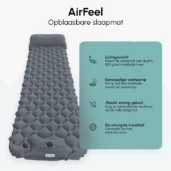 AirFeel Opblaasbaar Slaapmatje - Ingebouwde Pomp En Kussen - Lichtgewicht - 196 X 60 X 6cm - Gray -Bol 1200x1200 1340