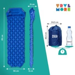TRVLMORE Slaapmat - Zelfopblazend - 1 Persoons - Ingebouwde Pomp En Kussen - Blauw 19 TRVLMORE Slaapmat - Zelfopblazend - 1 Persoons - Ingebouwde Pomp En Kussen - Blauw -Bol 1200x1200 1368