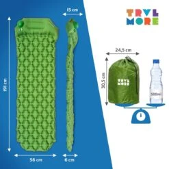 TRVLMORE Slaapmat - Zelfopblazend - 1 Persoons - Ingebouwde Pomp En Kussen - Groen -Bol 1200x1200 1380