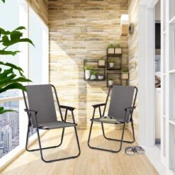 Relaxdays Campingstoel Inklapbaar Set Van 2 - Klapstoel 100 Kg - Visstoel Met Armleuningen - Grijs -Bol 1200x1200 149