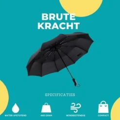 Paraplu - Stormparaplu - Opvouwbaar - Storm- En Regenbestendig - Automatisch Uitklapbaar - Zwart -Bol 1200x1200 1623