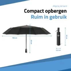 GOAT Outdoor® Stormparaplu - Paraplu - Opvouwbaar - Windproof Tot 100kmp/u - ⌀ 105 Cm - Paraplu - Zwart -Bol 1200x1200 1682