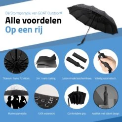 GOAT Outdoor® Stormparaplu - Paraplu - Opvouwbaar - Windproof Tot 100kmp/u - ⌀ 105 Cm - Paraplu - Zwart -Bol 1200x1200 1686