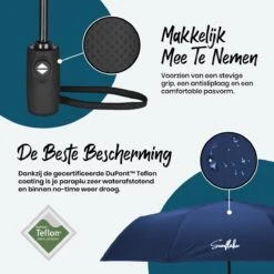 Sunflake Stormparaplu Opvouwbaar - Stormbestendig Tot 140km/u - Automatisch Uitklapbaar - Incl. Beschermhoes En Reisetui - Blauw 14 Sunflake Stormparaplu Opvouwbaar - Stormbestendig Tot 140km/u - Automatisch Uitklapbaar - Incl. Beschermhoes En Reisetui - Blauw -Bol 1200x1200 1716