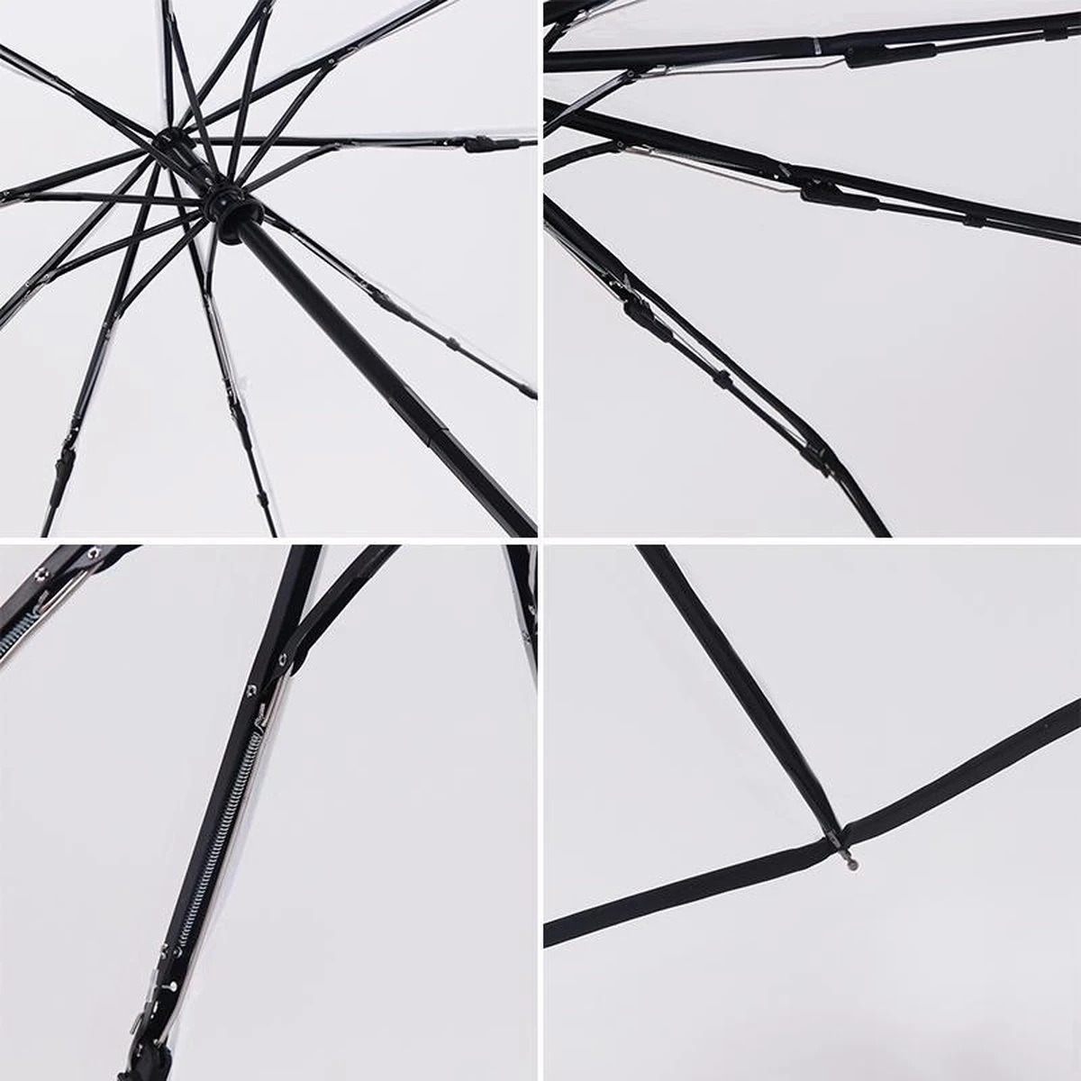 Opvouwbare Paraplu - Inklapbare Paraplu - Doorzichtig - Transparant - Ø105cm - Extra Groot - Automatisch - Umbrella - Transparent - Koepelparaplu - Volwassenen 6 Opvouwbare Paraplu - Inklapbare Paraplu - Doorzichtig - Transparant - Ø105cm - Extra Groot - Automatisch - Umbrella - Transparent - Koepelparaplu - Volwassenen - Afbeelding 4