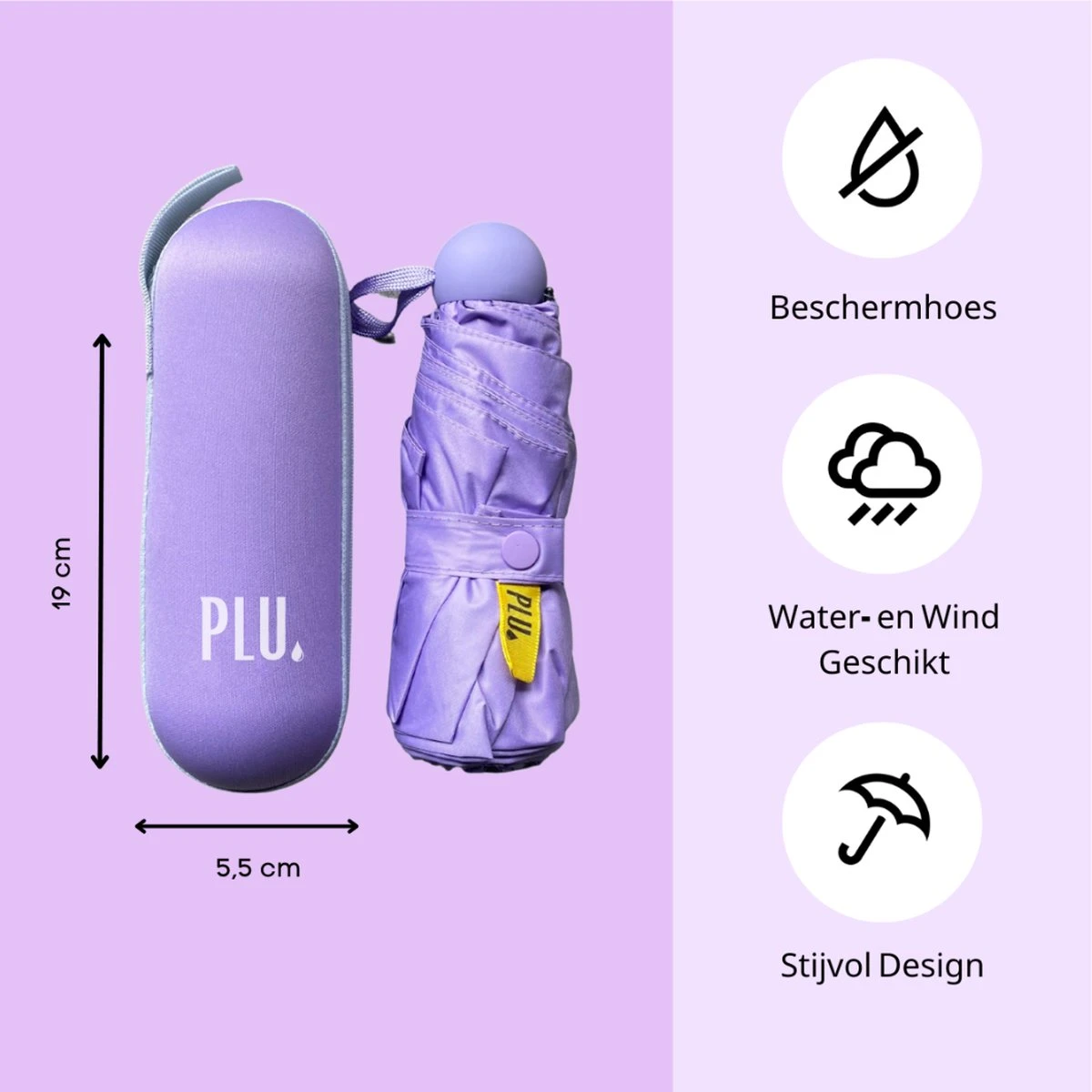 PLU - Paraplu - Opvouwbaar - Inklapbaar - Met Luxe Beschermhoes - Met Reisetui - Windproof - Fashionable - Lichtgewicht - Paars 4 PLU - Paraplu - Opvouwbaar - Inklapbaar - Met Luxe Beschermhoes - Met Reisetui - Windproof - Fashionable - Lichtgewicht - Paars - Afbeelding 2