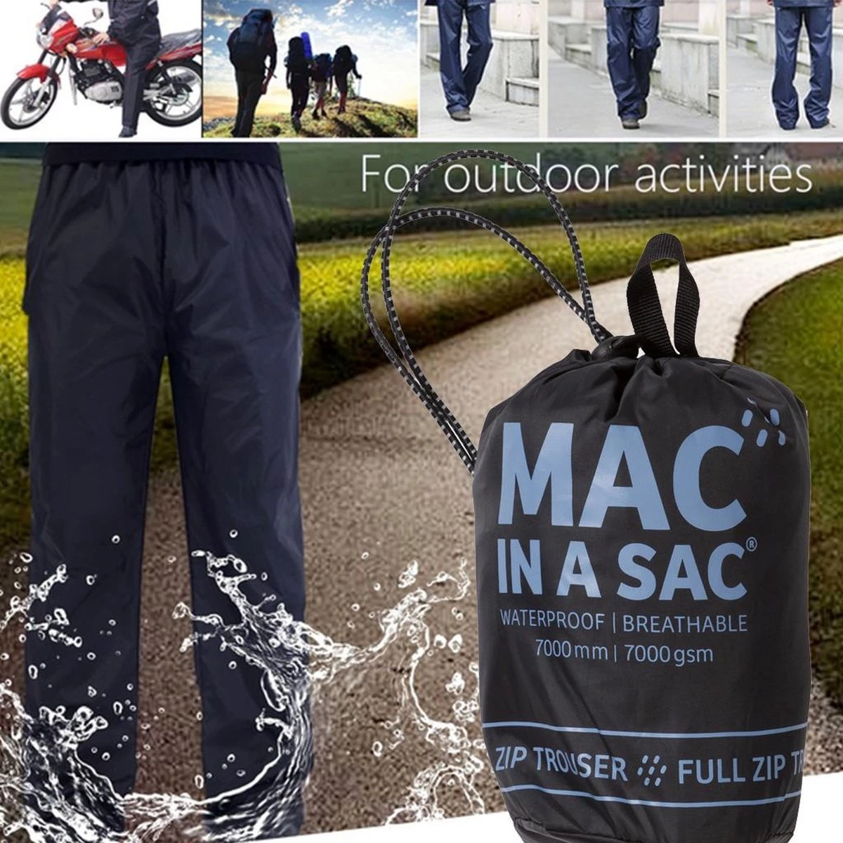 Mac In A Sac Regenbroek - Maat XL - Unisex - Zwart 8 Mac In A Sac Regenbroek - Maat XL - Unisex - Zwart - Afbeelding 6
