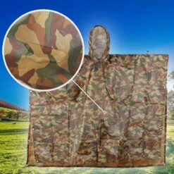 Regenponcho / Fietsponcho Herbruikbaar Voor Volwassenen ( Dames En Heren ) - 200x110cm - 100% Ripstop Polyester - Camouflage -Bol 1200x1200 1885