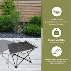 Skandika Ruka S Kleine Campingtafel – Campingtafels - Aluminium Campingtafel, Opvouwbaar, Zeer Licht, Eenvoudig Te Monteren, Stabiele Standaard - Opvouwtafel Voor Kamperen, Tenten Wandelen, Reizen, Thuis, Tuin – Tot Max. 20 Kg. - Grijs -Bol 1200x1200 251