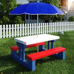 Merkloos Kinder Picknicktafel Met Parasol - Blauw 20 Merkloos Kinder Picknicktafel Met Parasol - Blauw -Bol 1200x1200 268