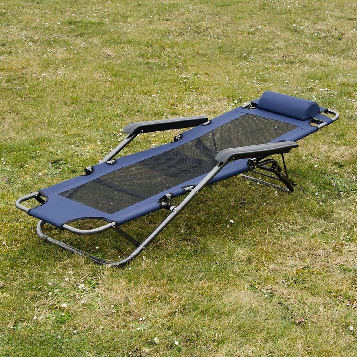 Ligstoel 155x60cm - Opvouwbaar Campingstoel Ligbed Strandstoel Tuinstoel Vouwligstoel Blauw 16 Ligstoel 155x60cm - Opvouwbaar Campingstoel Ligbed Strandstoel Tuinstoel Vouwligstoel Blauw - Afbeelding 14