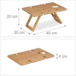 Relaxdays Opvouwbare Picknick Wijntafel - 4 Wijnglazenhouders - Bamboe Dienbladtafel Klein -Bol 1200x1200 339