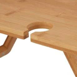 Relaxdays Opvouwbare Picknick Wijntafel - 4 Wijnglazenhouders - Bamboe Dienbladtafel Klein -Bol 1200x1200 341