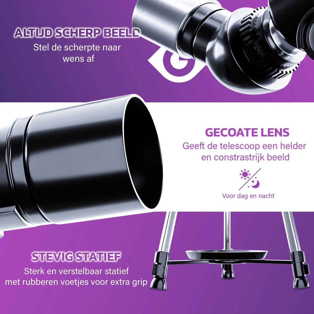 Telescoop - Sterrenkijker - Astronomie - Nachtkijker - Sterrenkunde - Waterproof - Geschikt Voor Volwassenen En Kinderen 5 Telescoop - Sterrenkijker - Astronomie - Nachtkijker - Sterrenkunde - Waterproof - Geschikt Voor Volwassenen En Kinderen - Afbeelding 3