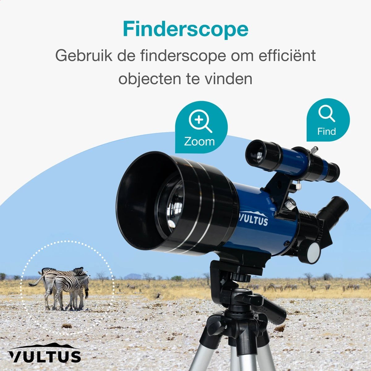 Vultus Telescoop - 150x Vergroting - Sterrenkijker Voor Kinderen/Beginners En Volwassenen - Inclusief Statief En Draagtas - Vultus 30070 - Blauw 4 Vultus Telescoop - 150x Vergroting - Sterrenkijker Voor Kinderen/Beginners En Volwassenen - Inclusief Statief En Draagtas - Vultus 30070 - Blauw - Afbeelding 2