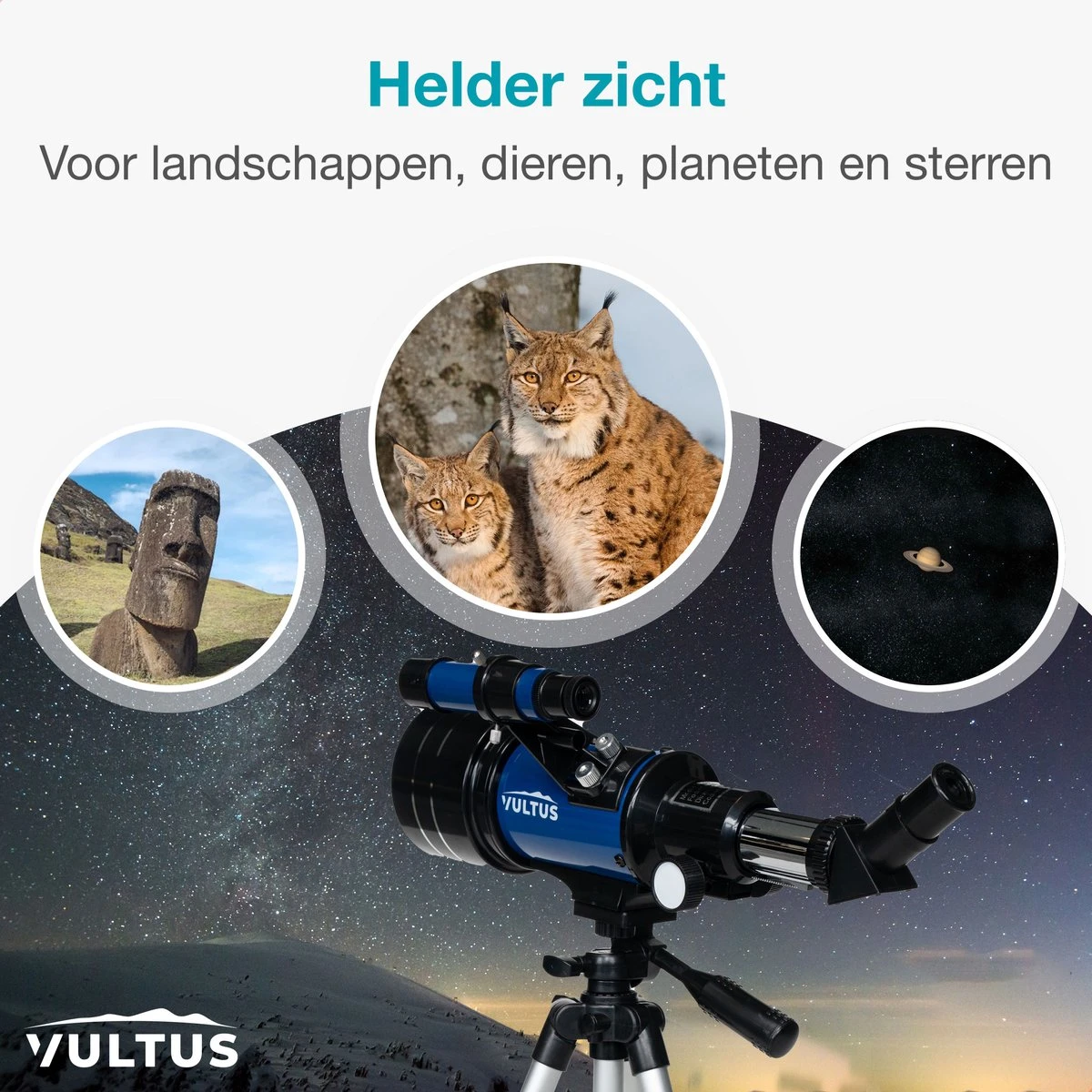 Vultus Telescoop - 150x Vergroting - Sterrenkijker Voor Kinderen/Beginners En Volwassenen - Inclusief Statief En Draagtas - Vultus 30070 - Blauw 5 Vultus Telescoop - 150x Vergroting - Sterrenkijker Voor Kinderen/Beginners En Volwassenen - Inclusief Statief En Draagtas - Vultus 30070 - Blauw - Afbeelding 3