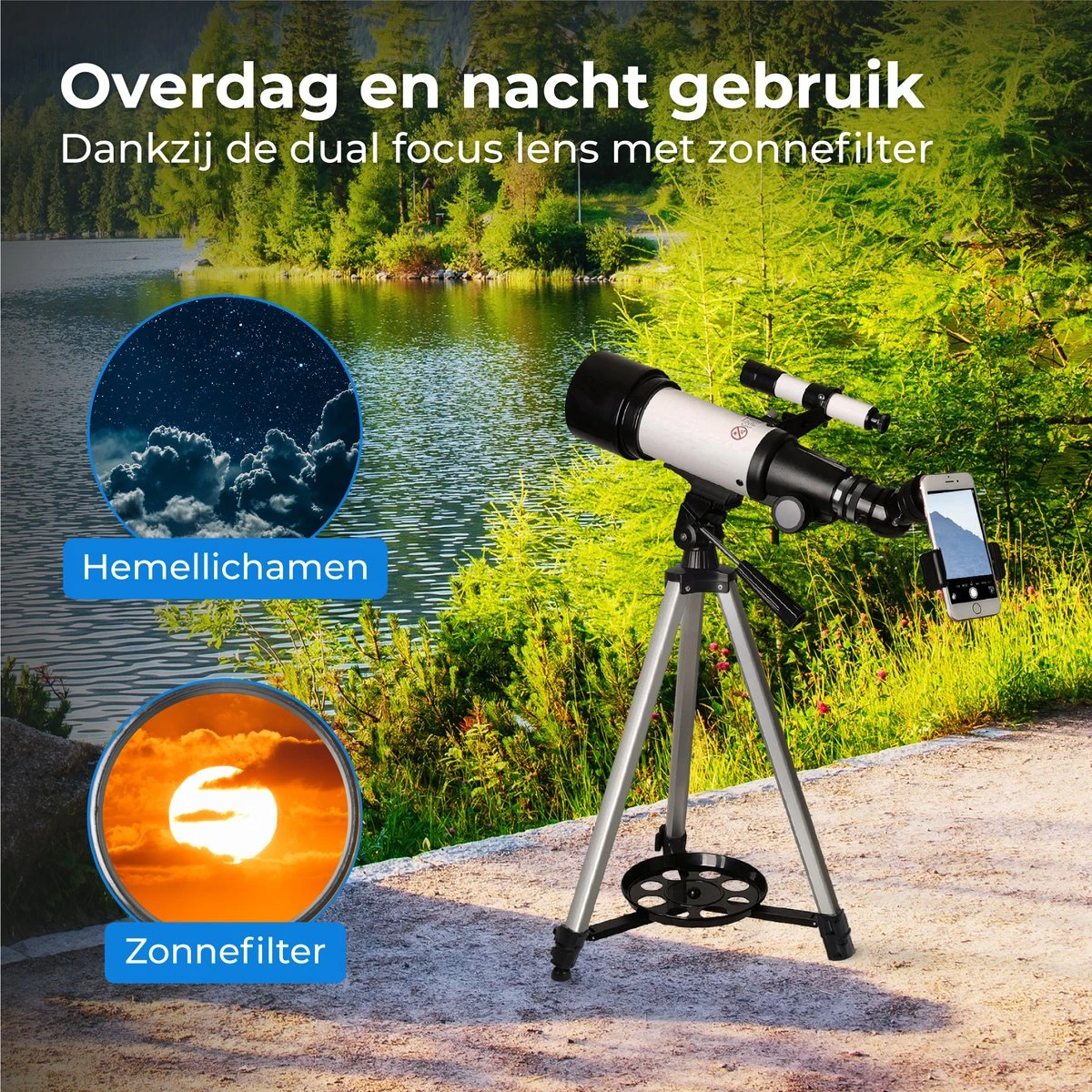 Nuvance - Telescoop - 300x Vergroting - Sterrenkijker Volwassenen / Kinderen - Inclusief Statief En Draagtas - Astronomie En Sterrenkunde - Nachtkijker 5 Nuvance - Telescoop - 300x Vergroting - Sterrenkijker Volwassenen / Kinderen - Inclusief Statief En Draagtas - Astronomie En Sterrenkunde - Nachtkijker - Afbeelding 3