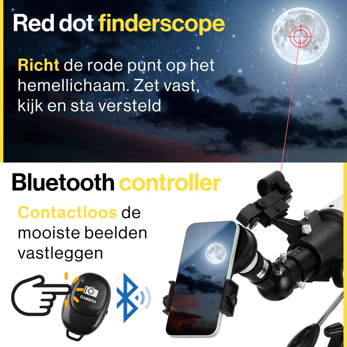 Vivid Green Telescoop Complete Set - 375x Zoom - Sterrenkijker - Geschikt Voor Kinderen En Volwassenen - Wit 5 Vivid Green Telescoop Complete Set - 375x Zoom - Sterrenkijker - Geschikt Voor Kinderen En Volwassenen - Wit - Afbeelding 3