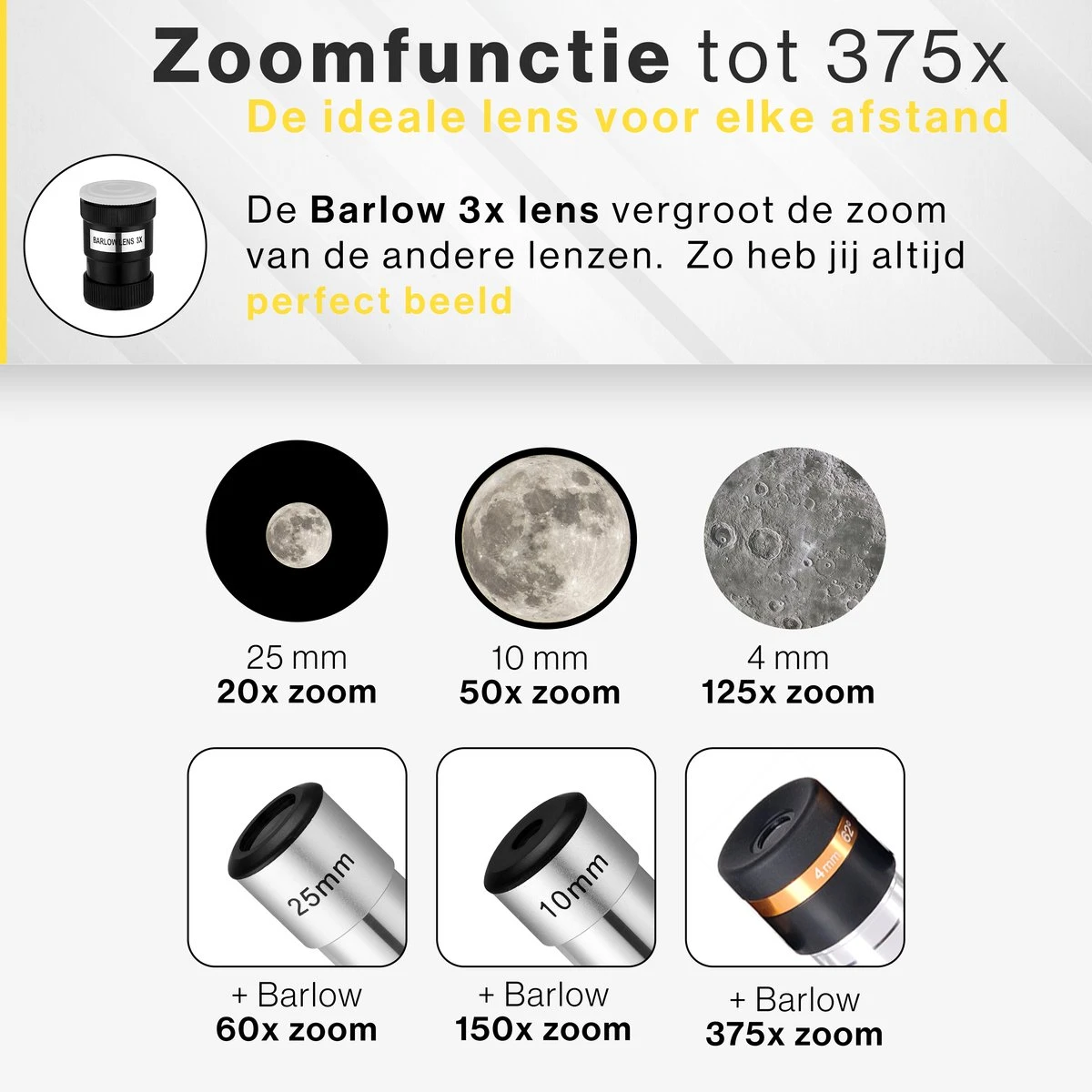 Vivid Green Telescoop Complete Set - 375x Zoom - Sterrenkijker - Geschikt Voor Kinderen En Volwassenen - Wit 6 Vivid Green Telescoop Complete Set - 375x Zoom - Sterrenkijker - Geschikt Voor Kinderen En Volwassenen - Wit - Afbeelding 4