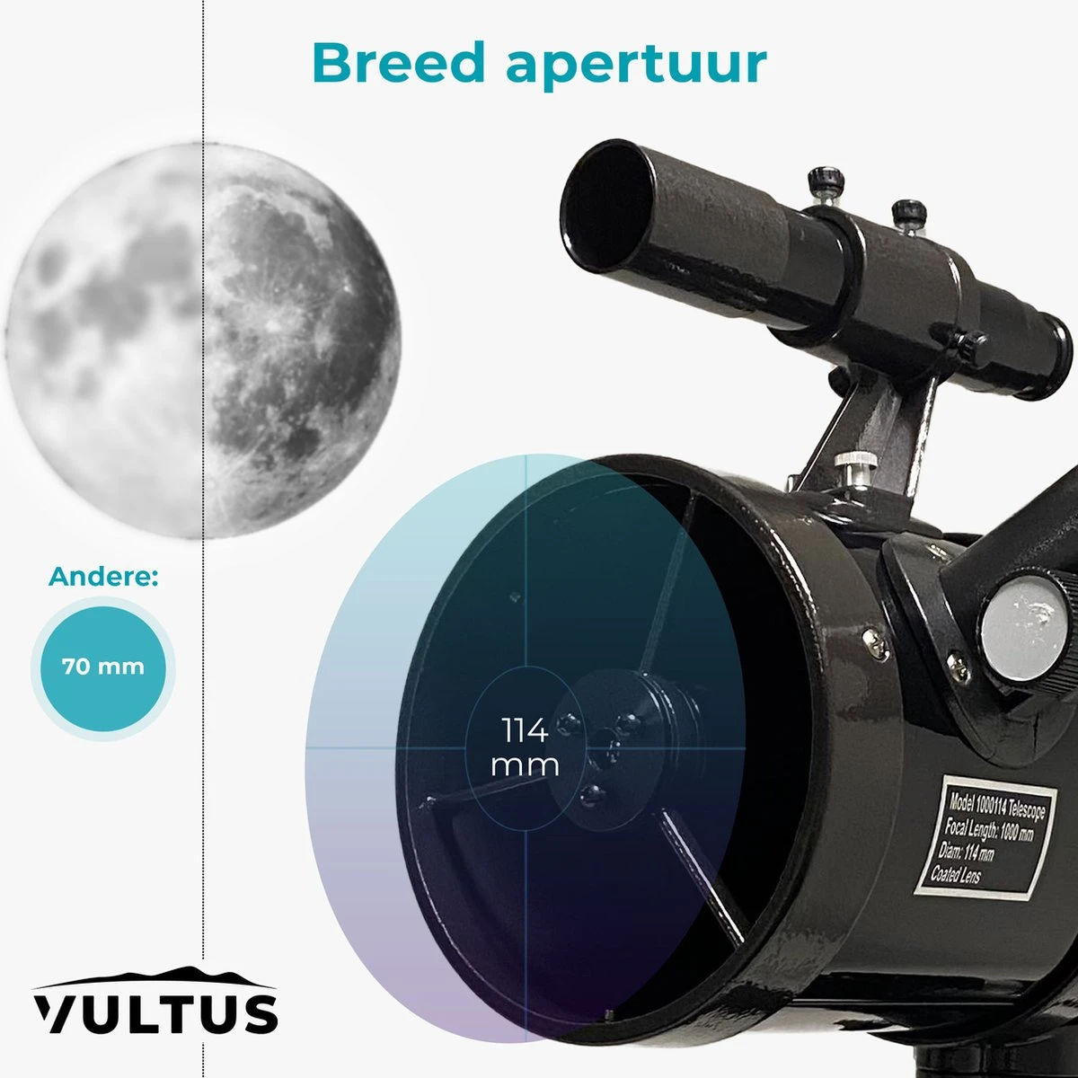 Vultus Telescoop - 500x Vergroting - Sterrenkijker Volwassenen / Gevorderden - Inclusief Statief En Maanfilter - Vultus - 1000114EQ 6 Vultus Telescoop - 500x Vergroting - Sterrenkijker Volwassenen / Gevorderden - Inclusief Statief En Maanfilter - Vultus - 1000114EQ - Afbeelding 4