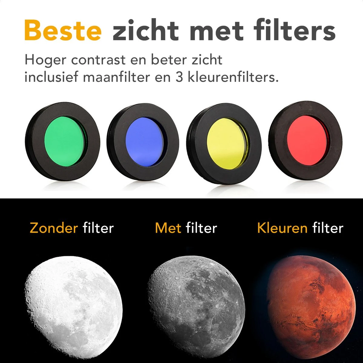 RP® Telescoop 375x Zoom Incl 4 Lenzen En Filterset - Sterrenkijker Volwassenen / Gevorderden - Verstelbaar Statief - Afstandsbediening, Planisfeer, Leerboek En Smartphone Adapter + Poster - CARBON 7 RP® Telescoop 375x Zoom Incl 4 Lenzen En Filterset - Sterrenkijker Volwassenen / Gevorderden - Verstelbaar Statief - Afstandsbediening, Planisfeer, Leerboek En Smartphone Adapter + Poster - CARBON - Afbeelding 5