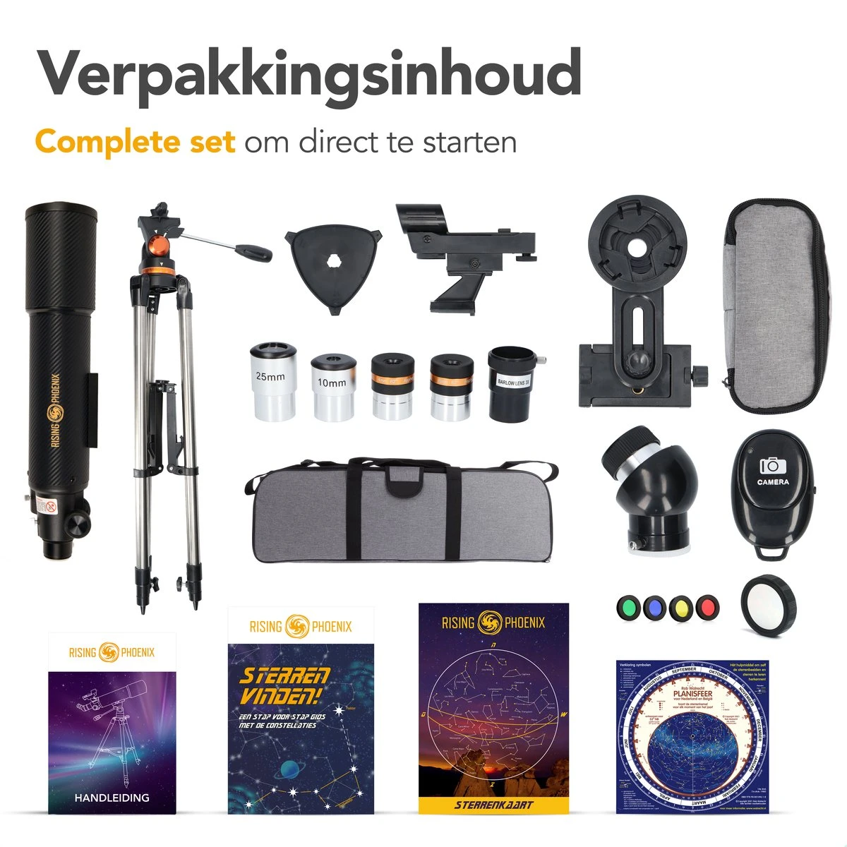 RP® Telescoop 375x Zoom Incl 4 Lenzen En Filterset - Sterrenkijker Volwassenen / Gevorderden - Verstelbaar Statief - Afstandsbediening, Planisfeer, Leerboek En Smartphone Adapter + Poster - CARBON 13 RP® Telescoop 375x Zoom Incl 4 Lenzen En Filterset - Sterrenkijker Volwassenen / Gevorderden - Verstelbaar Statief - Afstandsbediening, Planisfeer, Leerboek En Smartphone Adapter + Poster - CARBON - Afbeelding 11
