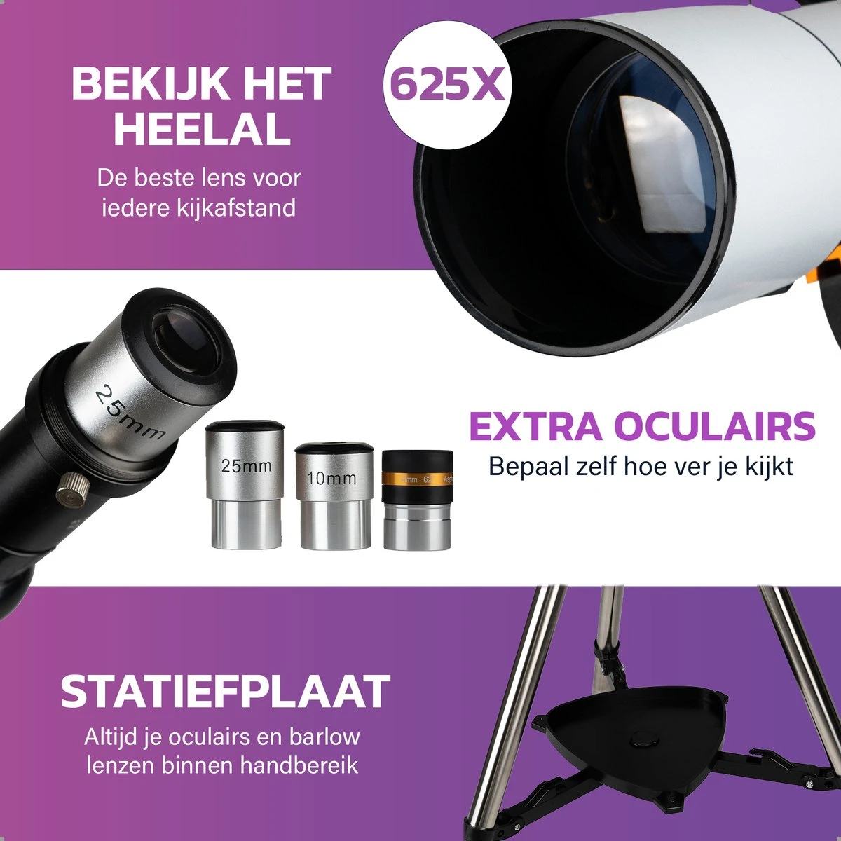 Telescoop Deluxe - Sterrenkijker - Astronomie - Nachtkijker - Sterrenkunde - Waterproof - Geschikt Voor Volwassenen En Kinderen 5 Telescoop Deluxe - Sterrenkijker - Astronomie - Nachtkijker - Sterrenkunde - Waterproof - Geschikt Voor Volwassenen En Kinderen - Afbeelding 3