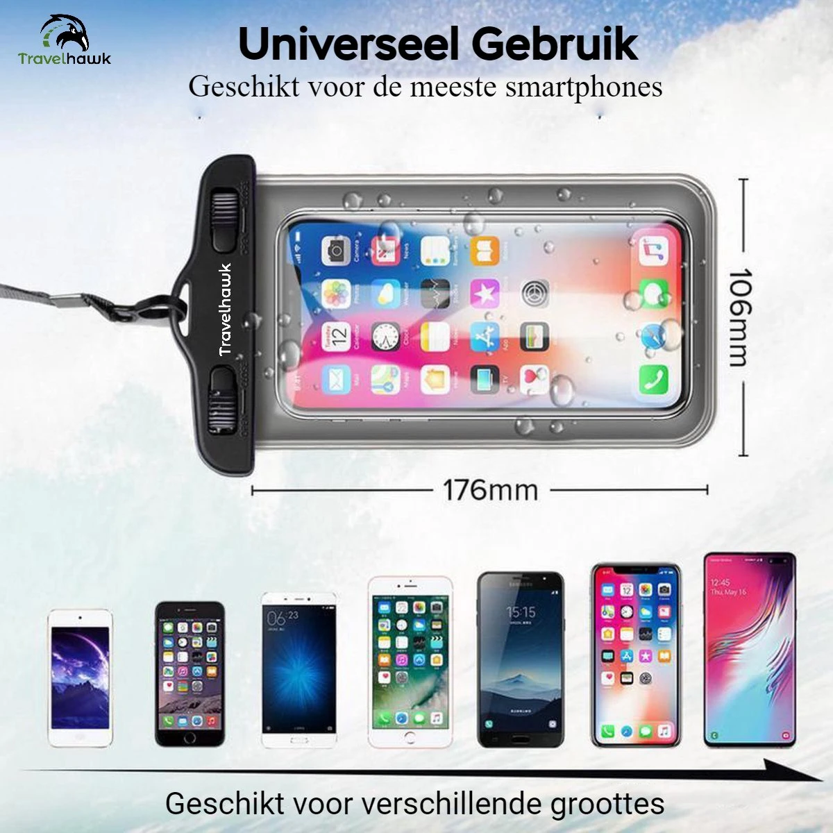 Travelhawk Waterdichte Telefoonhoesjes - Onderwater Hoesje Telefoon - Waterdichte Telefoonzakje - Geschikt Voor Alle Smartphones - Ook Voor Paspoort & Betaalpassen - Zwart 4 Travelhawk Waterdichte Telefoonhoesjes - Onderwater Hoesje Telefoon - Waterdichte Telefoonzakje - Geschikt Voor Alle Smartphones - Ook Voor Paspoort & Betaalpassen - Zwart - Afbeelding 2