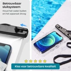 Mobstore Waterdichte Telefoonhoesjes Transparant - Onderwater Hoesje Telefoon - Geschikt Voor Alle Smartphones - Ook Voor Paspoort & Betaalpassen – Waterdichte Telefoonzakje -Bol 1200x1200 696