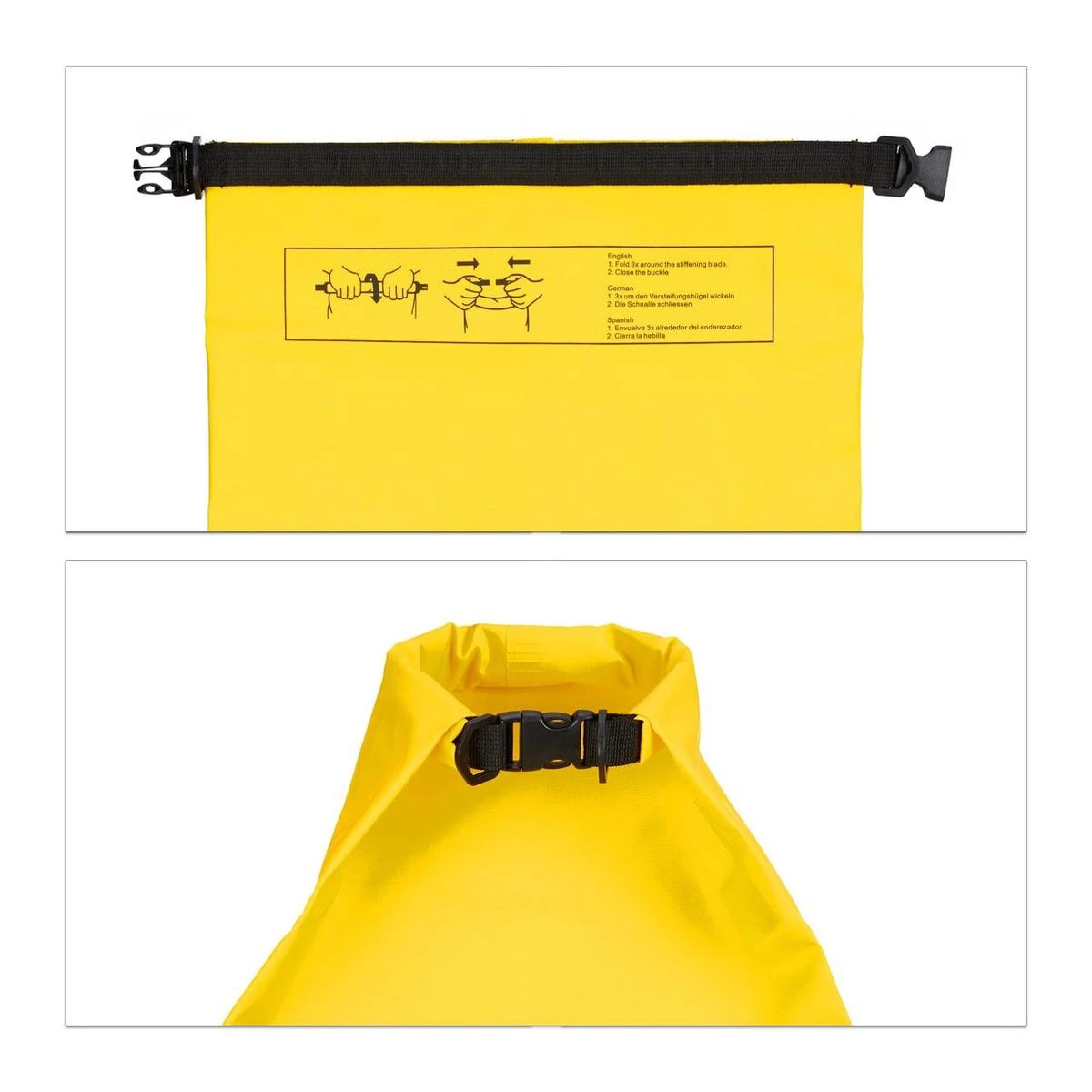 Relaxdays Ocean Pack 5 Liter - Waterdichte Tas - Droogtas - Outdoor Plunjezak - Zeilen - Geel 7 Relaxdays Ocean Pack 5 Liter - Waterdichte Tas - Droogtas - Outdoor Plunjezak - Zeilen - Geel - Afbeelding 5