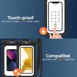 Nintai Waterdichte Telefoonhoesjes Zwart - 2 Stuks - Onderwater Hoesje Telefoon - Geschikt Voor Alle Smartphones - Waterdichte Telefoonzakje -Bol 1200x1200 736