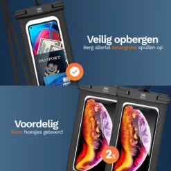Nintai Waterdichte Telefoonhoesjes Zwart - 2 Stuks - Onderwater Hoesje Telefoon - Geschikt Voor Alle Smartphones - Waterdichte Telefoonzakje -Bol 1200x1200 740