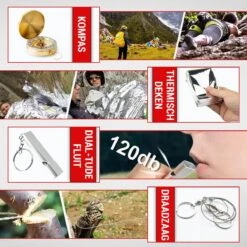 MGR Noodpakket – Survival Kit – Outdoor – Survival Kit Outdoor – Survival Mes – Zaklamp – 18-Delig -Bol 1200x1200 783