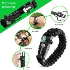 Survival Kit - Professionele XL Uitrusting - Survival Armband, Zakmes, Paracord Armband, Vuursteen Vuurstarter Kit, Zaklamp, Kompas - Noodpakket - Outdoor Camping Survival Set - Survival Spullen - Cadeau Man -Bol 1200x1200 845