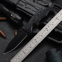 Sefaras Survival Mes Met Slijpsteen - Inklapbare Zakmes - 23 CM - J13 - 3cr13/Aluminum - Riemsnijder - Voor Kamperen - RVS - Zwart -Bol 1200x1200 855