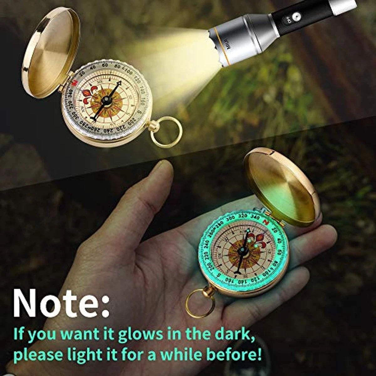 Vintage Zakkompas - Waterdicht Messing Kompas Klassiek Springdeksel - Kompas Met Lichtgevende Cijfers Voor Camping - Outdoor 6 Vintage Zakkompas - Waterdicht Messing Kompas Klassiek Springdeksel - Kompas Met Lichtgevende Cijfers Voor Camping - Outdoor - Afbeelding 4